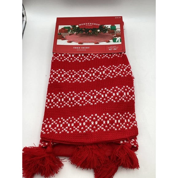 Wondershop Knit With Pom PomsTree Skirt for 42"-54" Christmas Trees (48" Diam) - Picture 1 of 1